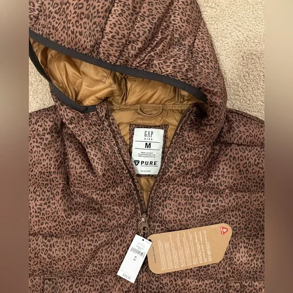 NWT Gap Kids Leopard Puffer Jacket Size M - Picture 2 of 2